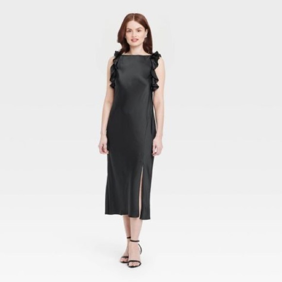 A New Day Black Maxi Dress with Slit - Picture 1 of 5